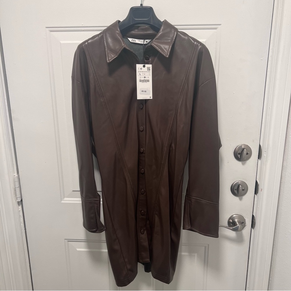 NWT Zara Faux Leather Dress Size L